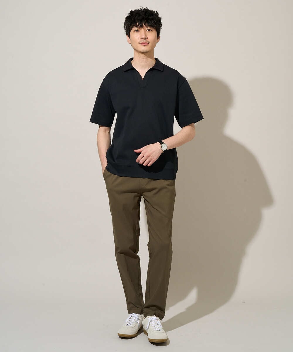 KHKGD51064 a.v.v MEN(アー・ヴェ・ヴェ) 【イージーケア/洗濯機で洗える/接触冷感/毛玉になりにくい】ダブルフェイスワイドシルエットスキッパーポロ オレンジ