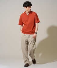 KHKGD51064 a.v.v MEN(アー・ヴェ・ヴェ) 【イージーケア/洗濯機で洗える/接触冷感/毛玉になりにくい】ダブルフェイスワイドシルエットスキッパーポロ オレンジ