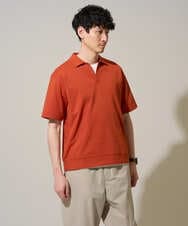 KHKGD51064 a.v.v MEN(アー・ヴェ・ヴェ) 【イージーケア/洗濯機で洗える/接触冷感/毛玉になりにくい】ダブルフェイスワイドシルエットスキッパーポロ オレンジ