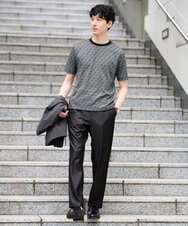 KHKGD74049 a.v.v MEN(アー・ヴェ・ヴェ) 大人のスマートトップス【イージーケア/洗濯機で洗える】ダイヤジャカードカットソー ダークグレー