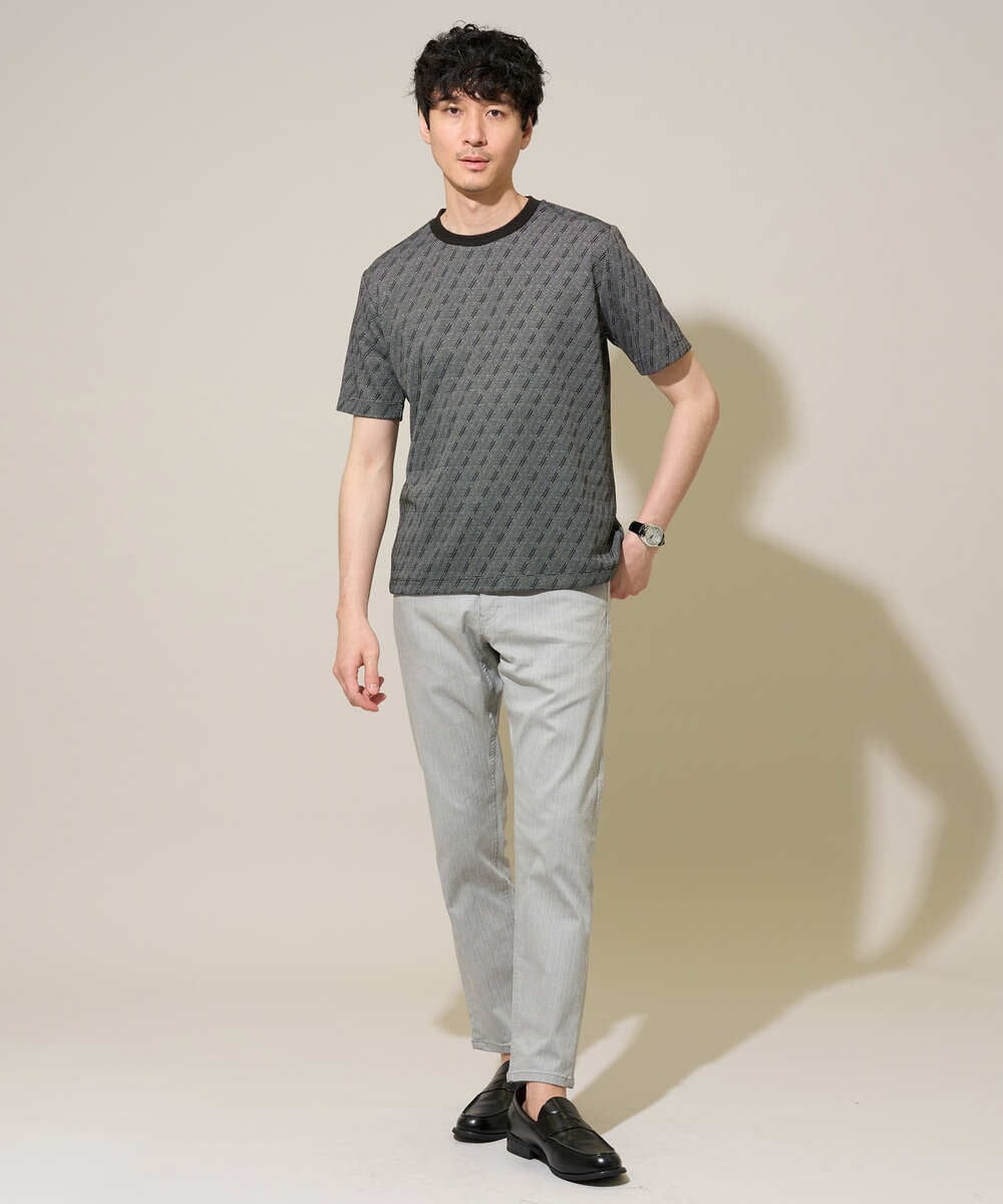 KHKGD74049 a.v.v MEN(アー・ヴェ・ヴェ) 【イージーケア/洗濯機で洗える】ダイヤジャカードスマートＴシャツ ダークグレー