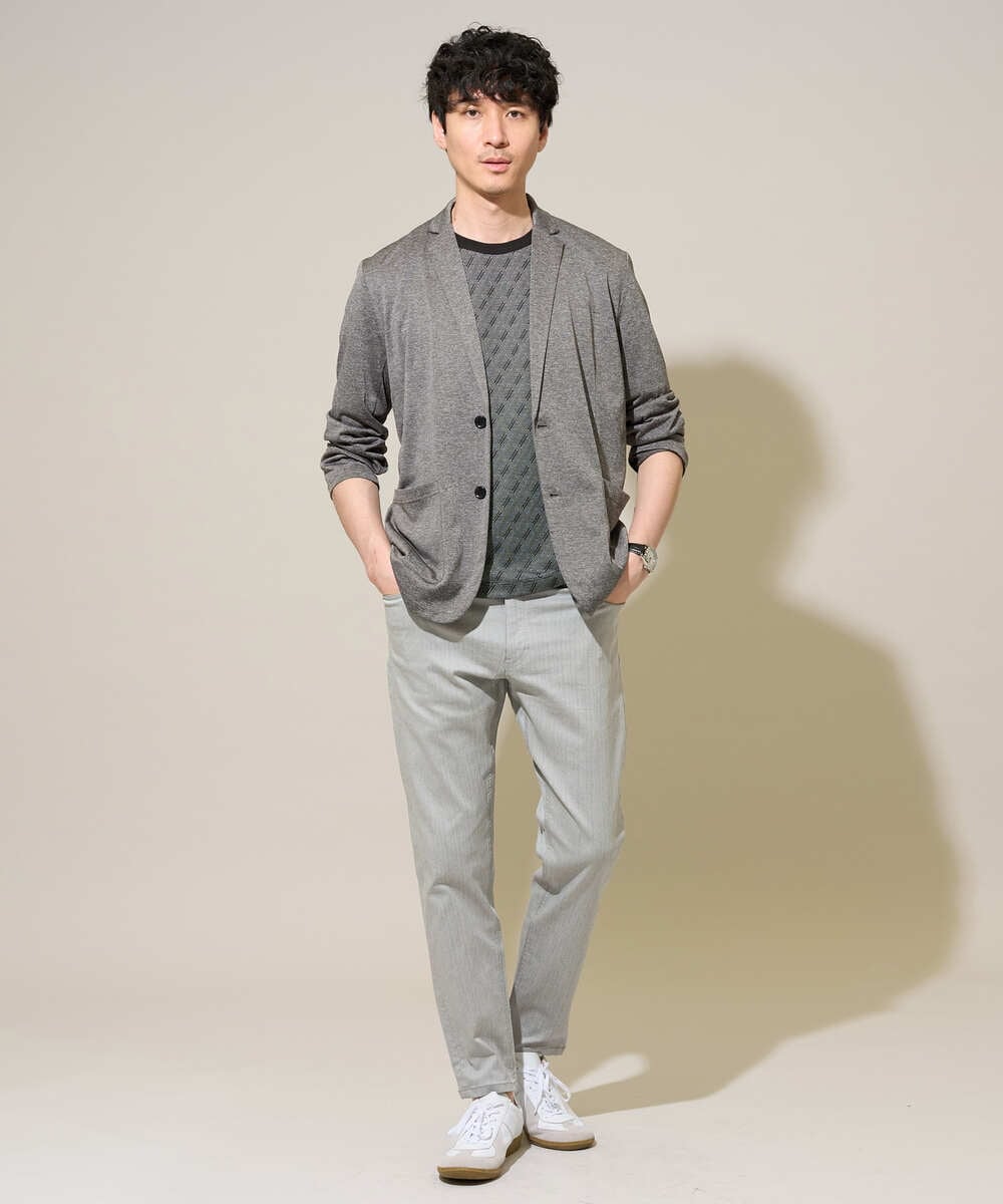 KHKGD74049 a.v.v MEN(アー・ヴェ・ヴェ) 【イージーケア/洗濯機で洗える】ダイヤジャカードスマートＴシャツ ダークグレー