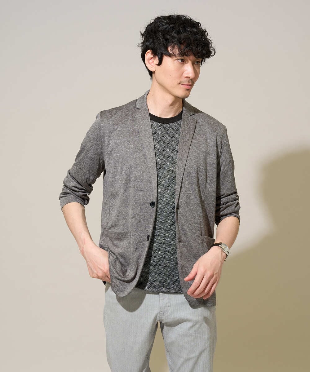 KHKGD74049 a.v.v MEN(アー・ヴェ・ヴェ) 【イージーケア/洗濯機で洗える】ダイヤジャカードスマートＴシャツ ダークグレー