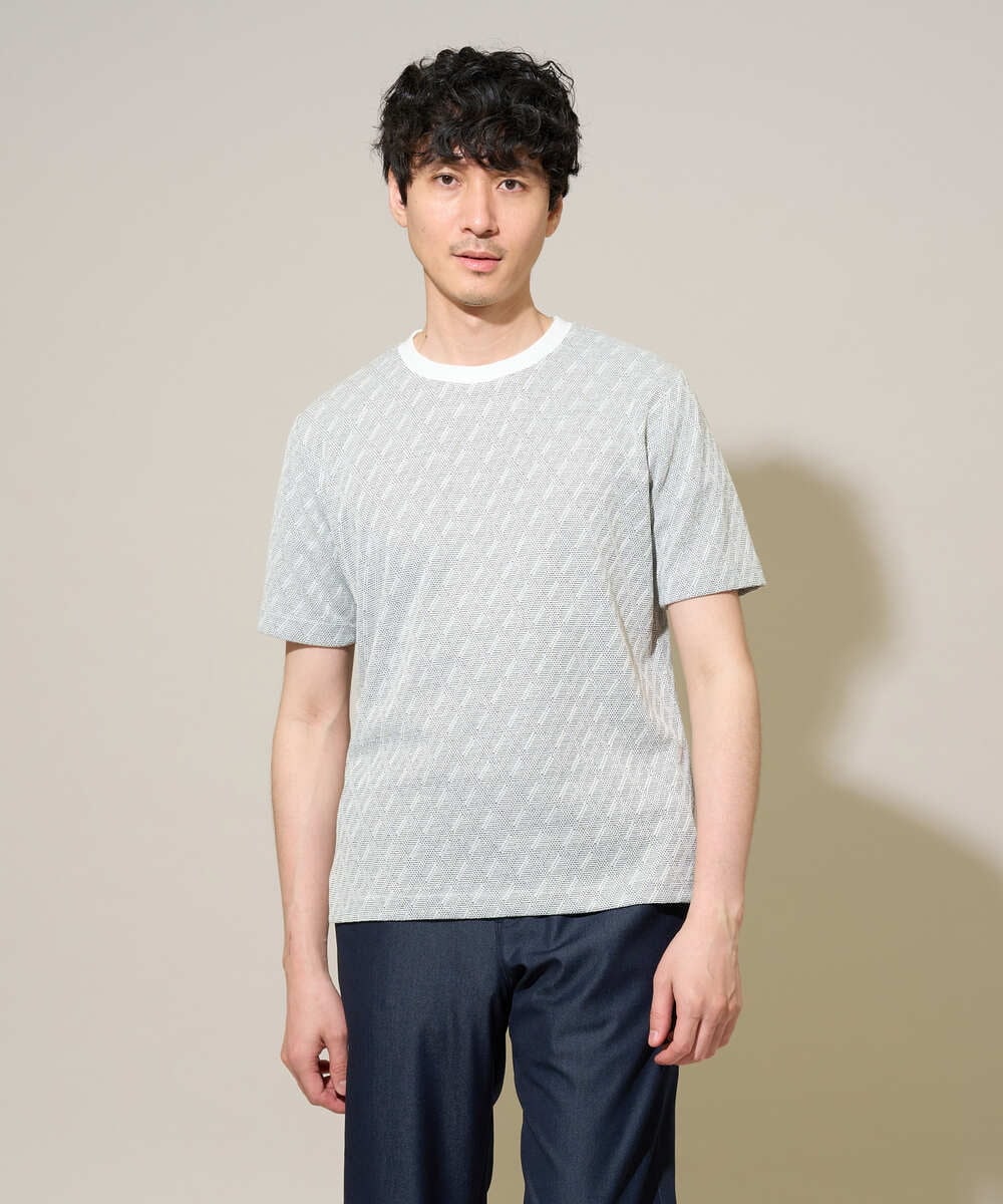 KHKGD74049 a.v.v MEN(アー・ヴェ・ヴェ) 【イージーケア/洗濯機で洗える】ダイヤジャカードスマートＴシャツ ダークグレー