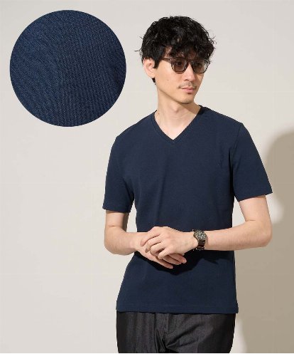 KHKGD76044 a.v.v MEN 【イージーケア/洗濯機で洗える】キカジャカードＶネックスマートＴシャツ