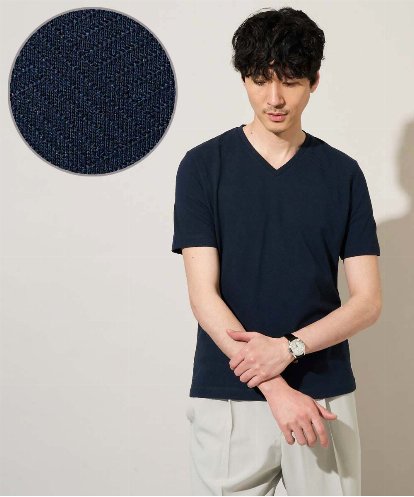 KHKGD76044 a.v.v MEN 【イージーケア/洗濯機で洗える】キカジャカードＶネックスマートＴシャツ