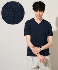 KHKGD76044 a.v.v MEN(アー・ヴェ・ヴェ) 【イージーケア/洗濯機で洗える】キカジャカードＶネックスマートＴシャツ ネイビー