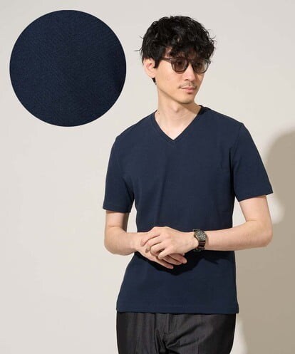 KHKGD76044 a.v.v MEN 【イージーケア/洗濯機で洗える】キカジャカードＶネックスマートＴシャツ