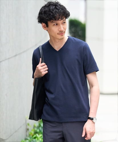 KHKGD76044 a.v.v MEN 【イージーケア/洗濯機で洗える】キカジャカードＶネックスマートＴシャツ