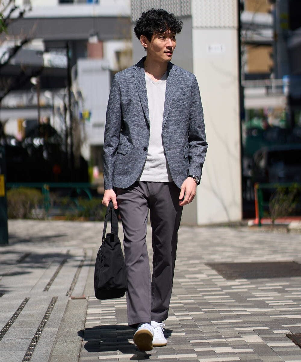 KHKGD76044 a.v.v MEN(アー・ヴェ・ヴェ) 【イージーケア/洗濯機で洗える】キカジャカードＶネックスマートＴシャツ ライトグレー