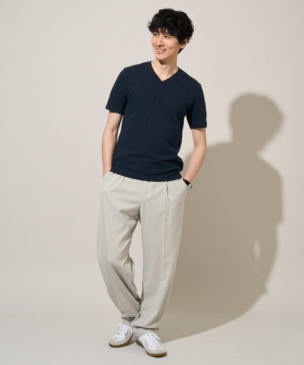 KHKGD76044 a.v.v MEN(アー・ヴェ・ヴェ) 【イージーケア/洗濯機で洗える】キカジャカードＶネックスマートＴシャツ ライトグレー