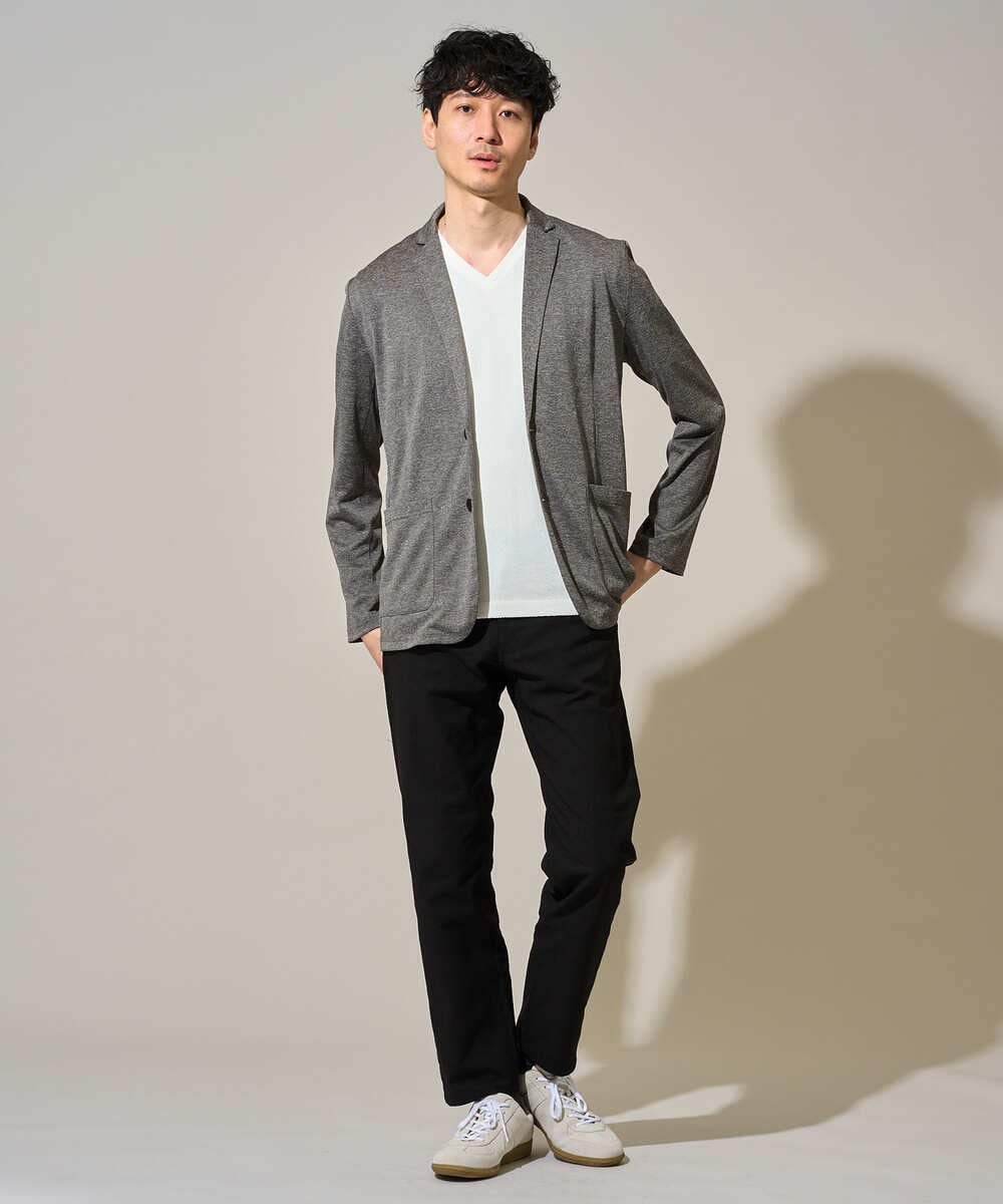 KHKGD76044 a.v.v MEN(アー・ヴェ・ヴェ) 【イージーケア/洗濯機で洗える】キカジャカードＶネックスマートＴシャツ ライトグレー