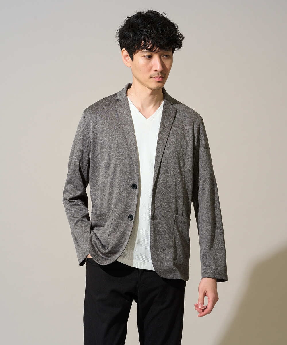 KHKGD76044 a.v.v MEN(アー・ヴェ・ヴェ) 【イージーケア/洗濯機で洗える】キカジャカードＶネックスマートＴシャツ ライトグレー