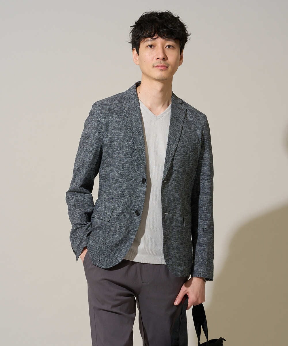 KHKGD76044 a.v.v MEN(アー・ヴェ・ヴェ) 【イージーケア/洗濯機で洗える】キカジャカードＶネックスマートＴシャツ ライトグレー