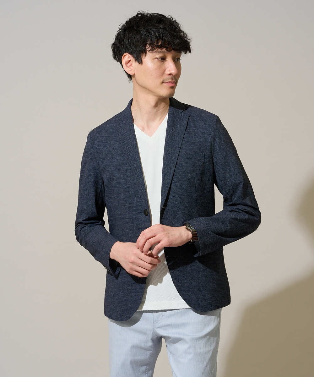 KHKGD76044 a.v.v MEN(アー・ヴェ・ヴェ) 【イージーケア/洗濯機で洗える】キカジャカードＶネックスマートＴシャツ ライトグレー