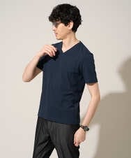 KHKGD76044 a.v.v MEN(アー・ヴェ・ヴェ) 【イージーケア/洗濯機で洗える】キカジャカードＶネックスマートＴシャツ ライトグレー