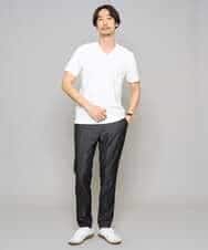 KHKGD76044 a.v.v MEN(アー・ヴェ・ヴェ) 【イージーケア/洗濯機で洗える】キカジャカードＶネックスマートＴシャツ ライトグレー