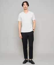 KHKGD76044 a.v.v MEN(アー・ヴェ・ヴェ) 【イージーケア/洗濯機で洗える】キカジャカードＶネックスマートＴシャツ ライトグレー