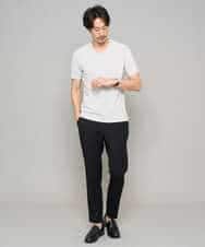 KHKGD76044 a.v.v MEN(アー・ヴェ・ヴェ) 【イージーケア/洗濯機で洗える】キカジャカードＶネックスマートＴシャツ ライトグレー