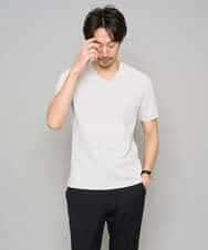 KHKGD76044 a.v.v MEN(アー・ヴェ・ヴェ) 【イージーケア/洗濯機で洗える】キカジャカードＶネックスマートＴシャツ ライトグレー