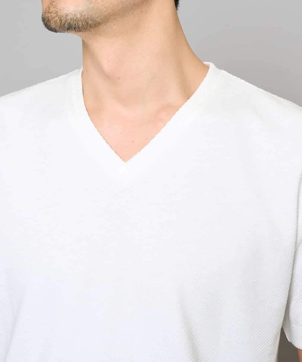 KHKGD76044 a.v.v MEN(アー・ヴェ・ヴェ) 【イージーケア/洗濯機で洗える】キカジャカードＶネックスマートＴシャツ ライトグレー