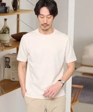KHKGD77049 a.v.v MEN(アー・ヴェ・ヴェ) 【イージーケア/洗濯機で洗える/毛玉になりにくい】ライトキカジャカードクルーネックスマートＴシャツ アイボリー