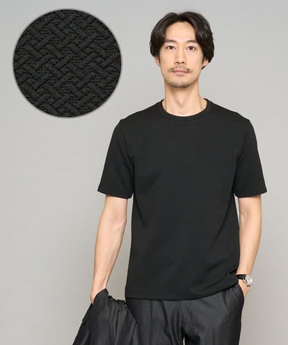 KHKGD77049 a.v.v MEN 【イージーケア/洗濯機で洗える/毛玉になりにくい】ライトキカジャカードクルーネックスマートＴシャツ