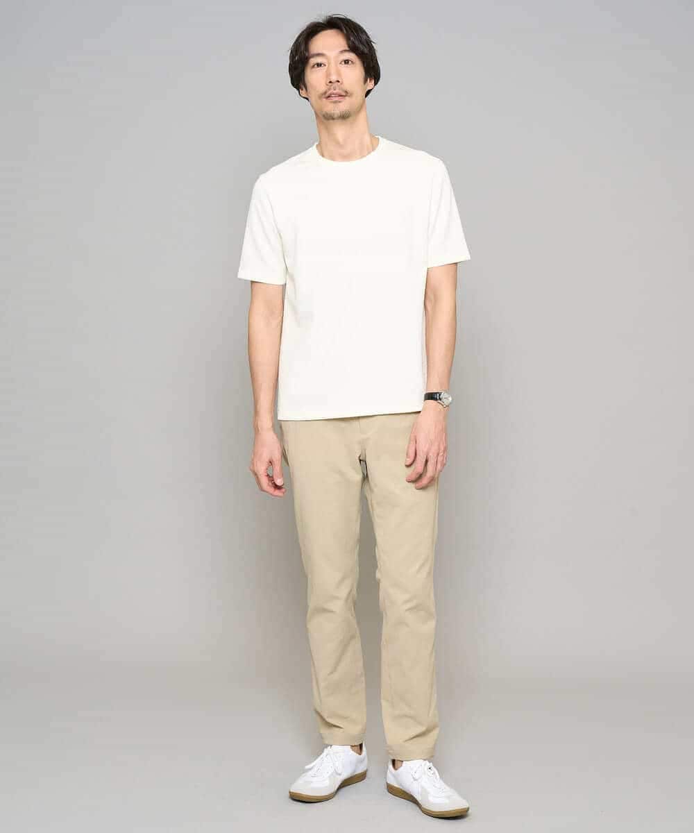 KHKGD77049 a.v.v MEN(アー・ヴェ・ヴェ) 【イージーケア/洗濯機で洗える/毛玉になりにくい】ライトキカジャカードクルーネックスマートＴシャツ ブラック