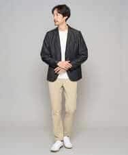 KHKGD77049 a.v.v MEN(アー・ヴェ・ヴェ) 【イージーケア/洗濯機で洗える/毛玉になりにくい】ライトキカジャカードクルーネックスマートＴシャツ ブラック