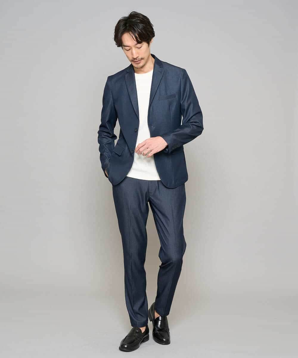 KHKGD77049 a.v.v MEN(アー・ヴェ・ヴェ) 【イージーケア/洗濯機で洗える/毛玉になりにくい】ライトキカジャカードクルーネックスマートＴシャツ ブラック