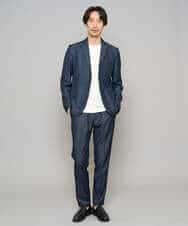 KHKGD77049 a.v.v MEN(アー・ヴェ・ヴェ) 【イージーケア/洗濯機で洗える/毛玉になりにくい】ライトキカジャカードクルーネックスマートＴシャツ ブラック