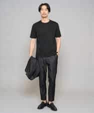 KHKGD77049 a.v.v MEN(アー・ヴェ・ヴェ) 【イージーケア/洗濯機で洗える/毛玉になりにくい】ライトキカジャカードクルーネックスマートＴシャツ ブラック