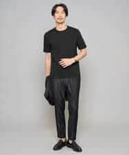 KHKGD77049 a.v.v MEN(アー・ヴェ・ヴェ) 【イージーケア/洗濯機で洗える/毛玉になりにくい】ライトキカジャカードクルーネックスマートＴシャツ ブラック