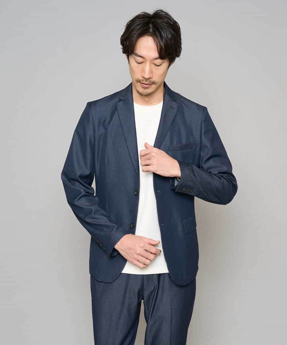 KHKGD77049 a.v.v MEN(アー・ヴェ・ヴェ) 【イージーケア/洗濯機で洗える/毛玉になりにくい】ライトキカジャカードクルーネックスマートＴシャツ ブラック