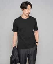 KHKGD77049 a.v.v MEN(アー・ヴェ・ヴェ) 【イージーケア/洗濯機で洗える/毛玉になりにくい】ライトキカジャカードクルーネックスマートＴシャツ ブラック