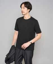 KHKGD77049 a.v.v MEN(アー・ヴェ・ヴェ) 【イージーケア/洗濯機で洗える/毛玉になりにくい】ライトキカジャカードクルーネックスマートＴシャツ ブラック