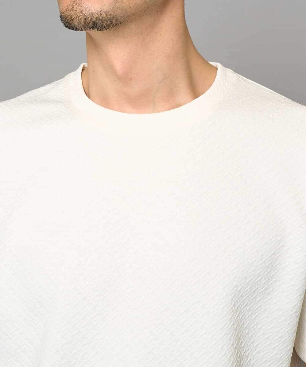 KHKGD77049 a.v.v MEN(アー・ヴェ・ヴェ) 【イージーケア/洗濯機で洗える/毛玉になりにくい】ライトキカジャカードクルーネックスマートＴシャツ ブラック