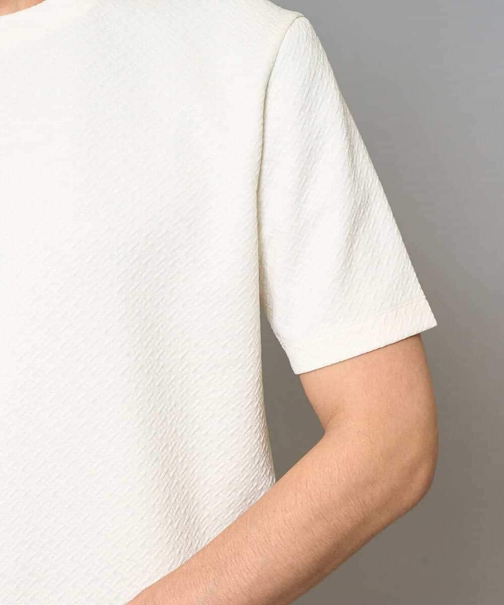 KHKGD77049 a.v.v MEN(アー・ヴェ・ヴェ) 【イージーケア/洗濯機で洗える/毛玉になりにくい】ライトキカジャカードクルーネックスマートＴシャツ ブラック