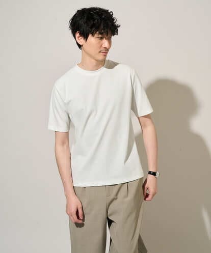 KHKGD78049 a.v.v MEN 【イージーケア/洗濯機で洗える/接触冷感/毛玉になりにくい】ワイドハニカムジャカードクルーネックスマートＴシャツ