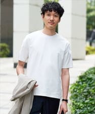 KHKGD78049 a.v.v MEN(アー・ヴェ・ヴェ) 【イージーケア/洗濯機で洗える/接触冷感/毛玉になりにくい】ワイドハニカムジャカードクルーネックスマートＴシャツ ホワイト