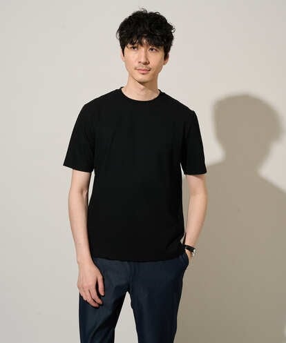 KHKGD78049 a.v.v MEN 【イージーケア/洗濯機で洗える/接触冷感/毛玉になりにくい】ワイドハニカムジャカードクルーネックスマートＴシャツ