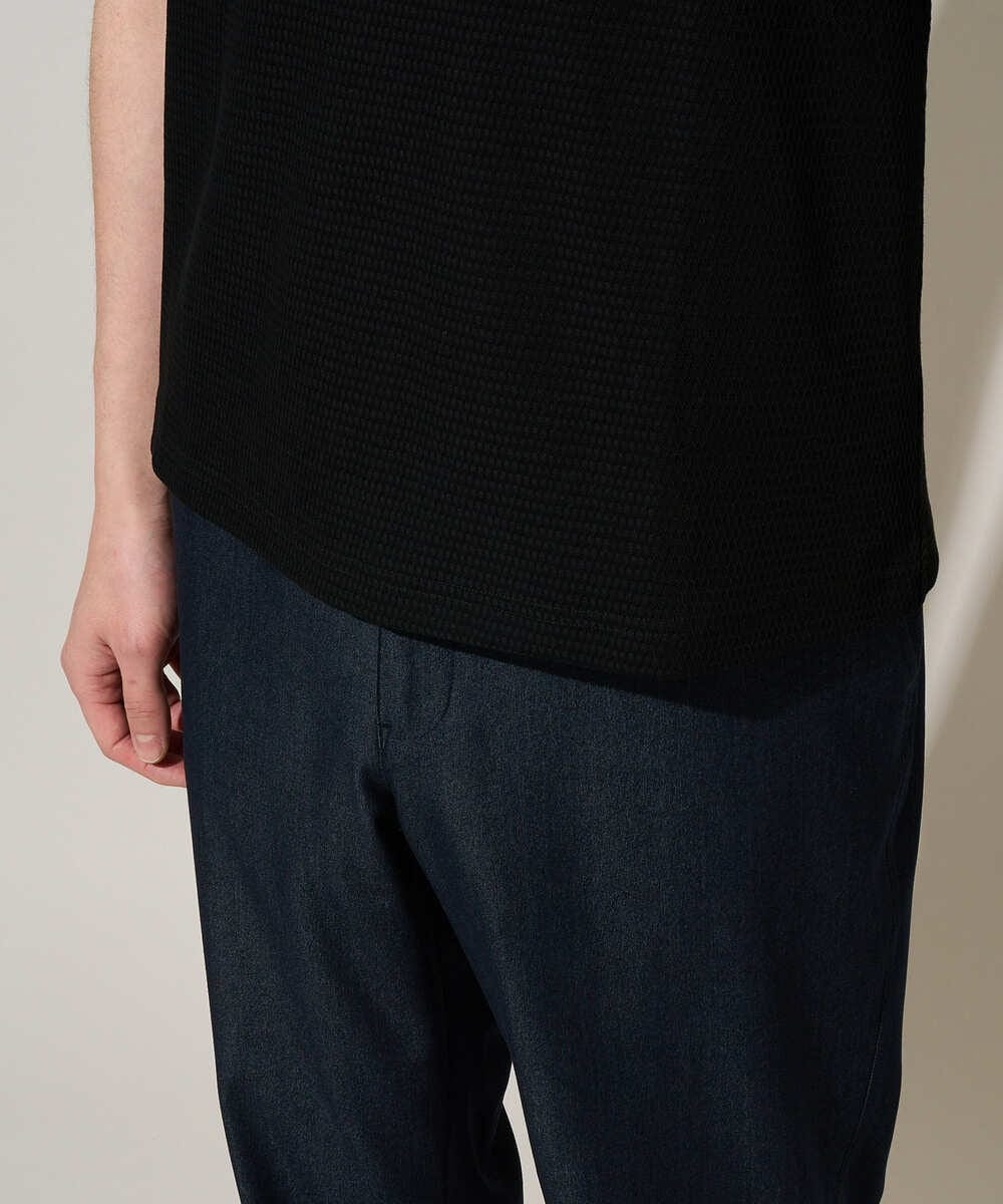 KHKGD78049 a.v.v MEN(アー・ヴェ・ヴェ) 【イージーケア/洗濯機で洗える/接触冷感/毛玉になりにくい】ワイドハニカムジャカードクルーネックスマートＴシャツ ブラック