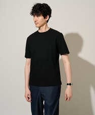 KHKGD78049 a.v.v MEN(アー・ヴェ・ヴェ) 【イージーケア/洗濯機で洗える/接触冷感/毛玉になりにくい】ワイドハニカムジャカードクルーネックスマートＴシャツ ブラック