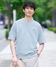 KHKGD89039 a.v.v MEN(アー・ヴェ・ヴェ) 夏カットソー人気NO.1【接触冷感】ライトアゼ１ポイントシシュウスウェットＴ〈イージーケア/洗濯機で洗える/毛玉になりにくい〉 ライトグリーン
