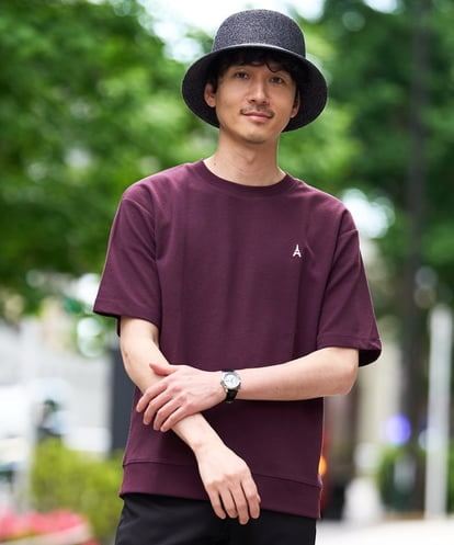 KHKGD89039 a.v.v MEN 【接触冷感/イージーケア/洗濯機で洗える/毛玉になりにくい】ライトアゼ１ポイントシシュウスウェットＴ