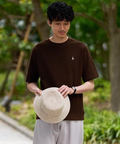 KHKGD89039 a.v.v MEN 【接触冷感/イージーケア/洗濯機で洗える/毛玉になりにくい】ライトアゼ１ポイントシシュウスウェットＴ