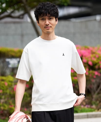 KHKGD89039 a.v.v MEN 【接触冷感/イージーケア/洗濯機で洗える/毛玉になりにくい】ライトアゼ１ポイントシシュウスウェットＴ