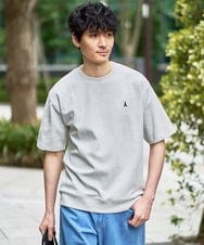 KHKGD89039 a.v.v MEN(アー・ヴェ・ヴェ) 夏カットソー人気NO.1【接触冷感】ライトアゼ１ポイントシシュウスウェットＴ〈イージーケア/洗濯機で洗える/毛玉になりにくい〉 ライトグレー