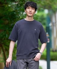 KHKGD89039 a.v.v MEN(アー・ヴェ・ヴェ) 夏カットソー人気NO.1【接触冷感】ライトアゼ１ポイントシシュウスウェットＴ〈イージーケア/洗濯機で洗える/毛玉になりにくい〉 ダークグレー