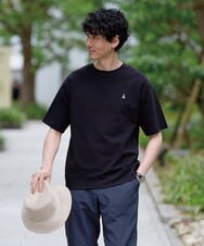 KHKGD89039 a.v.v MEN(アー・ヴェ・ヴェ) 夏カットソー人気NO.1【接触冷感】ライトアゼ１ポイントシシュウスウェットＴ〈イージーケア/洗濯機で洗える/毛玉になりにくい〉 ブラック